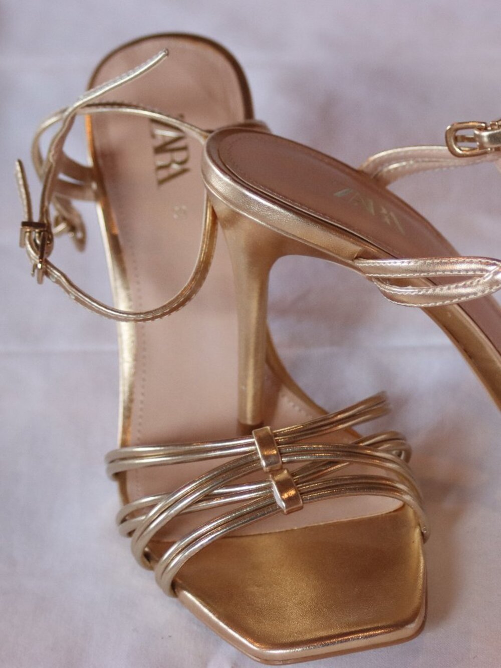 Gold Zara strappy heels